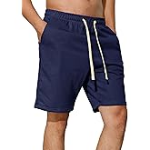 Men's Sweat Shorts 7 Inch Inseam Cotton Summer Beach Shorts Elastic Waist Casual Workout Athletic Shorts