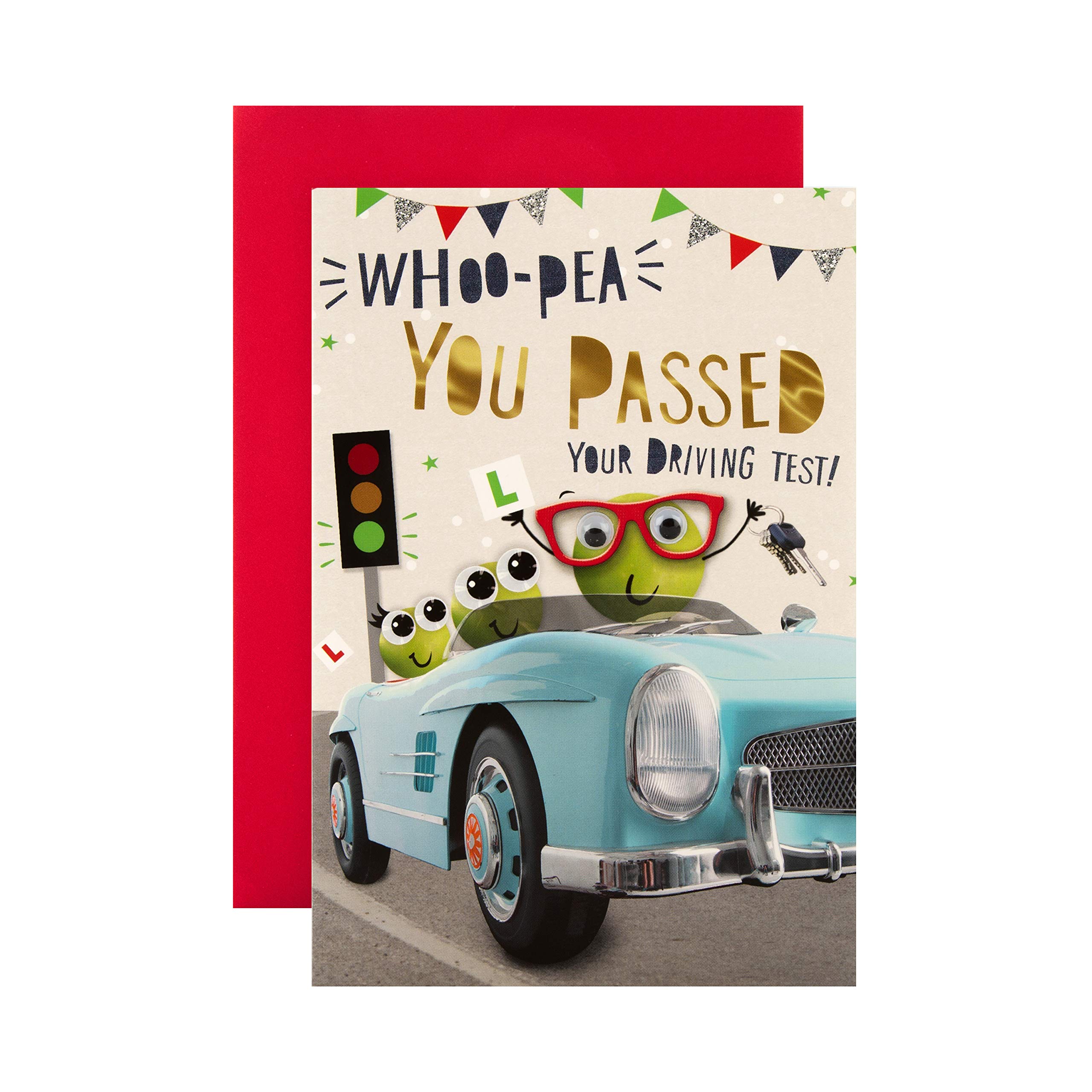 Hallmark Driving Test Pass Congratulations Card - Fun Googly-Eyed Design