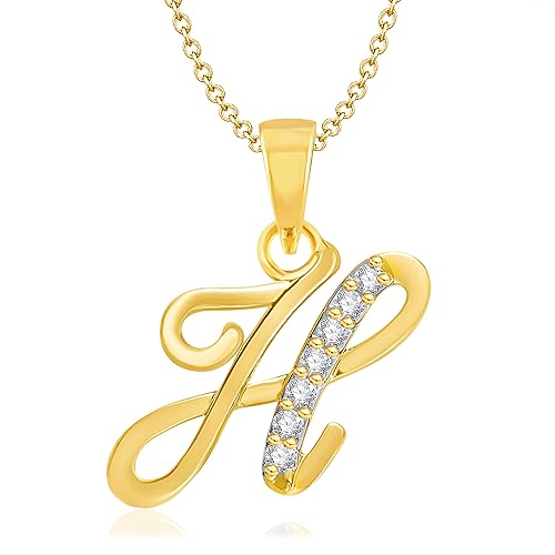 Buy Vshine Alphabet Initial Letter H American Diamond Studded Pendant Locket With Chain Gold Plated Stylish Fancy Collection Fashion Jewellery For Women Girls Boys And Men Vsp1095g Online At Low Prices In