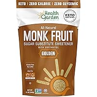 HEALTH GARDEN Monk Fruit Sweetener, Golden- Non GMO - Gluten Free - 1:1 Sugar Substitute - Kosher - Keto Friendly (12 oz)