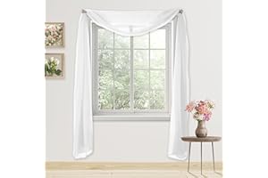 Elegant Comfort 60 x 216" Solid Curtain Sheer Voile Scarf, White