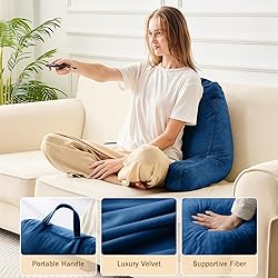 Sasttie Reading Pillow for Bed, Velvet Back Support