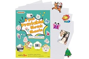 ESMORAH 6 Pcs Printable Shrink Dink Sheets, A4 Semitransparent Shrink Dink Printer Papers for Christmas Ornaments, Great Stocking Stuffers Adults & Kids DIY Keychain Making Crafts (8.3"x11.7")