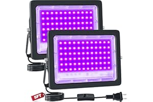 2 Pack 50W LED UV Black Light, Blacklight Flood Light with Plug and Switch, IP66 Waterproof, 395-405nm Blacklight Lamp for Pa