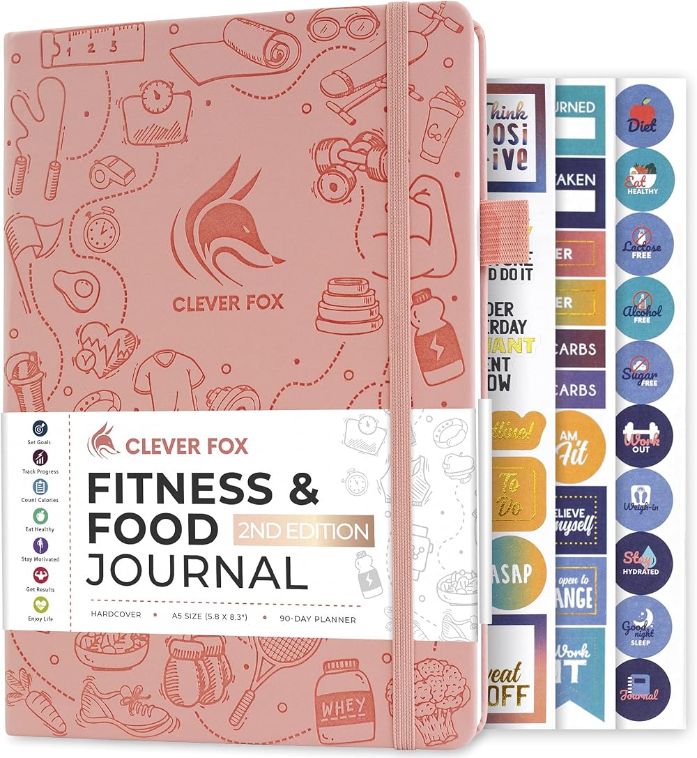 Clever Fox Fitness & Food Journal – Undated A5 Hardcover Light Pink