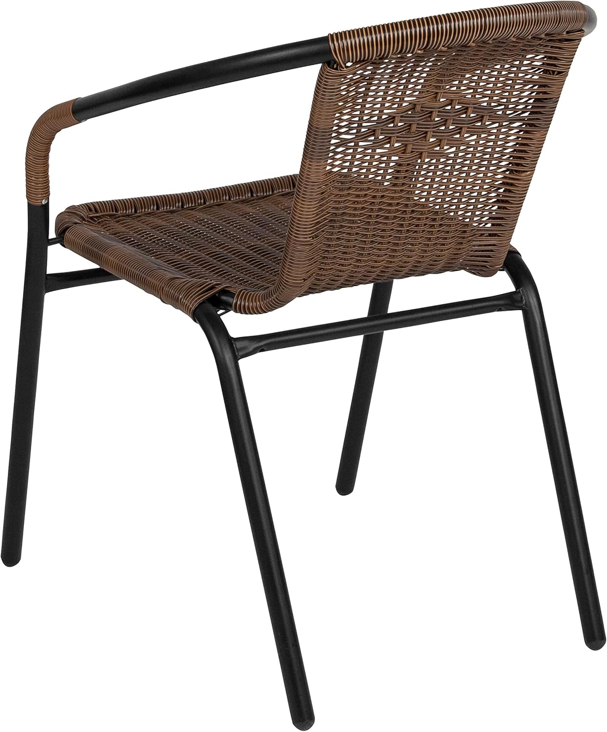 Flash Furniture 4 Pk. Medium Brown Rattan Indoor-Outdoor Restaurant Stack Chair: Kitchen & Dining