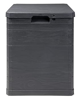 Ondis24 Aufbwahrungsbox Madera Mini Holz-Optik 90L abschließbar Truhe Kissenbox (Anthrazit)