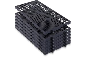 Colingmill 6 Pcs Plastic Pallets 23.6 x 11.8 x 1.18 Lightweight Moisture-Proof Waterproof Floor Pallet Breathable Grid Ventilation Storage Pad for Garages, Kitchen, Basement, Attic