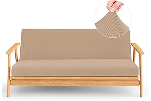 CHUN YI Jacquard Futon Cover Full Size Futon Mattress Cover Stretch Foldable Sofa Bed Covers Washable Futon Slipcover Fit for 6 to 8 Inches Sofa Cover (Camel)