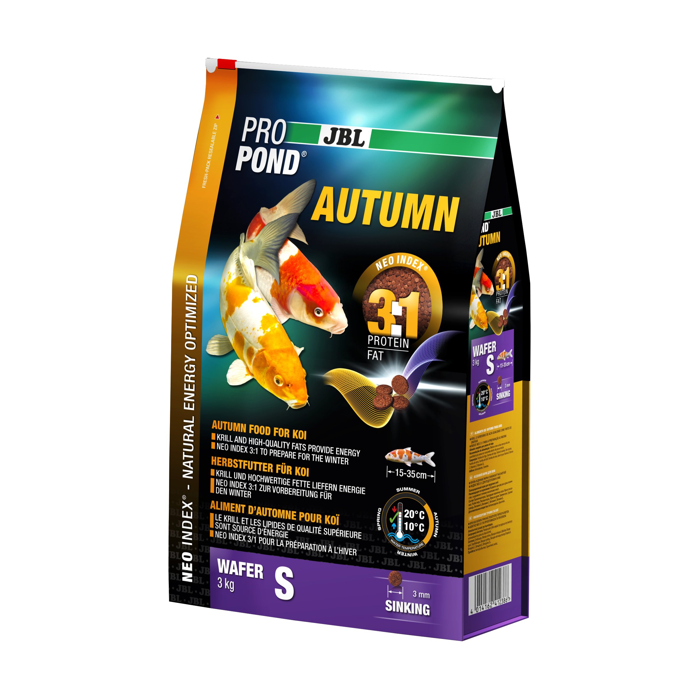 JBL Autumn Food for Koi, Sinking Feed Wafers, Seasonal Food, ProPond Autumn, Size S, 3.0 kg