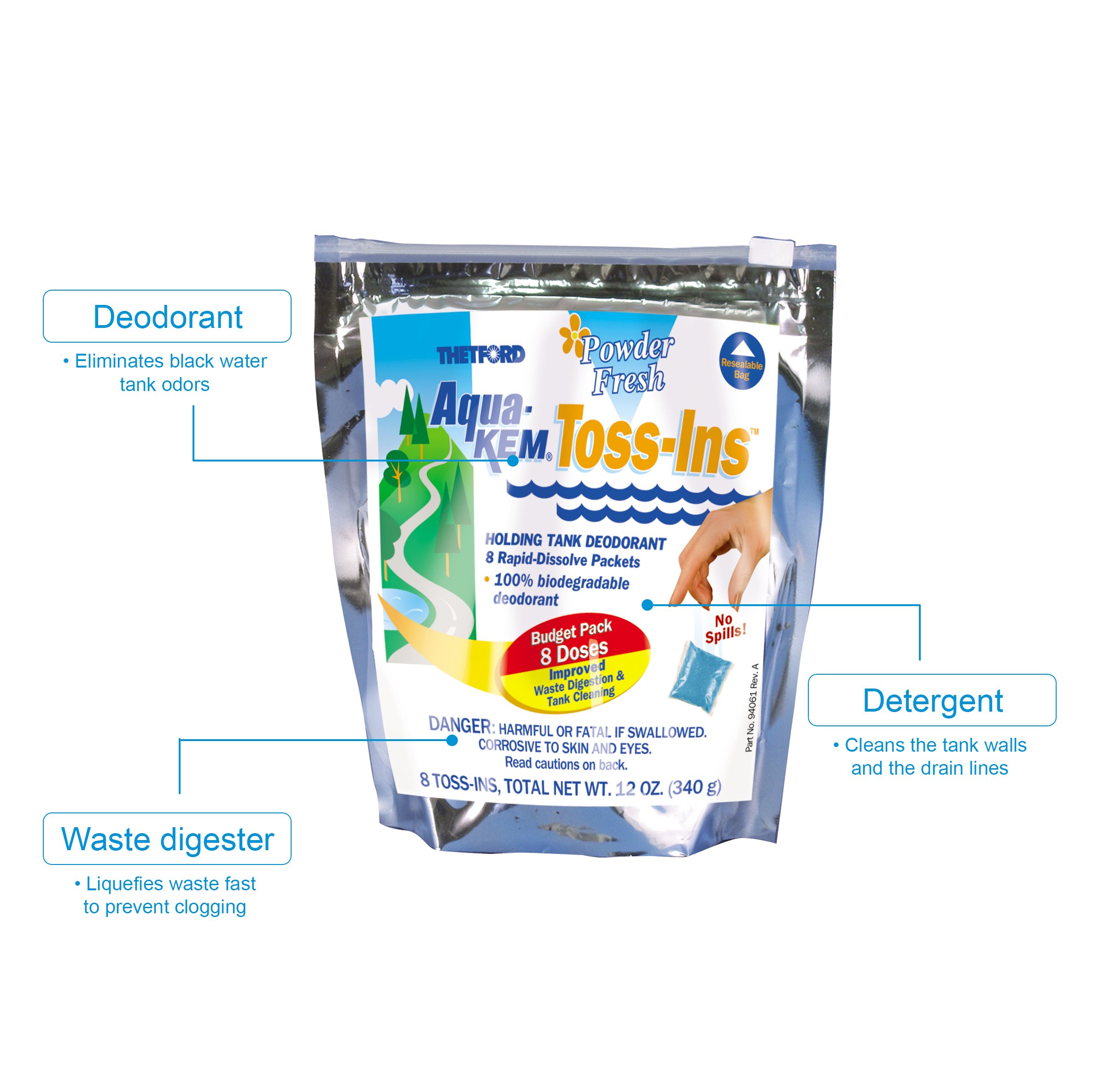 Thetford AquaKEM Powder Fresh TossIns RV Holding Tank Treatment