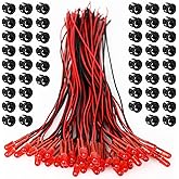 12 Volt 5MM Pre Wired Led Light Emitting Diodes,Micro Led Lights Diodes for Model Assortment Kit,9V-12V Mini Single Led Bulbs (Red /50Pcs, 5MM)