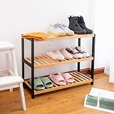 Vencier Bamboo Shoe Rack Natural 3 Tier Easy Assembly Large Capacity view 2