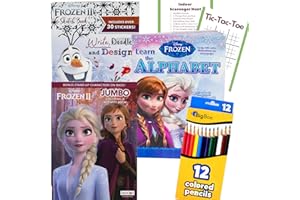 LUTI Disney Frozen 2 Sketch & Alphabet Coloring Book Set Bundle with 2 Activity Books, 1 Coloring Book, 12 Coloring Pencils, Indoor Scavenger Hunt, and Activities