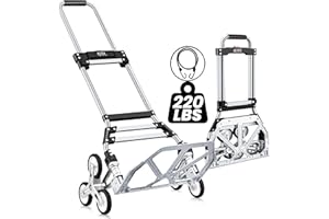 RJTEK 【Upgraded Version】 Stair Climber Hand Truck and Dolly, 220 Lb Capacity Stair Climbing cart Heavy-Duty Trolley Cart Heavy-Duty Luggage cart Stair Dolly Lightweight with Telescoping Handle