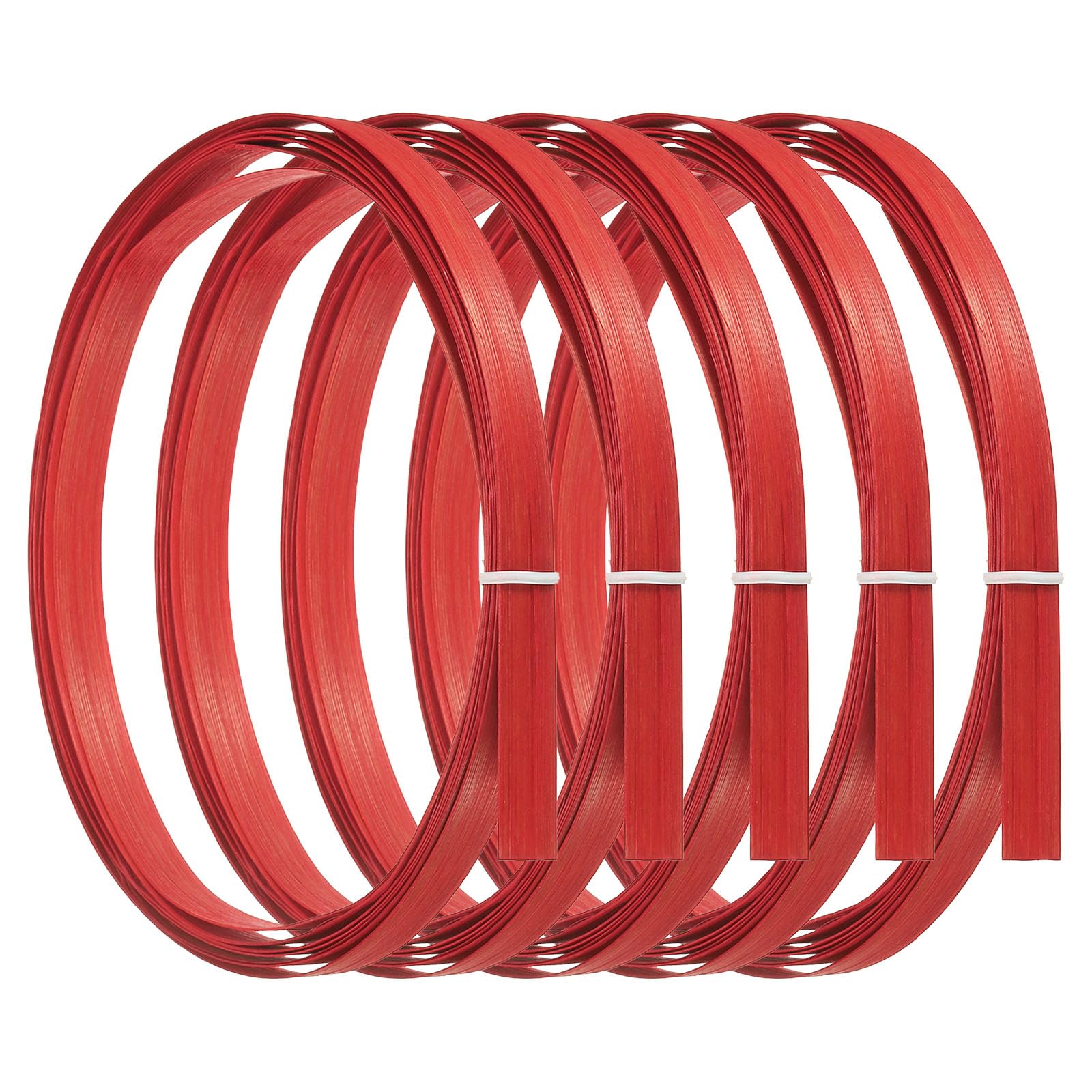 PATIKIL Bamboo Strips for Weaving 7/16" x 10 Ft, 5 Pack Thin Flat Wicker Rattan Cane Reed for Making Basket Webbing DIY Crafts, Red