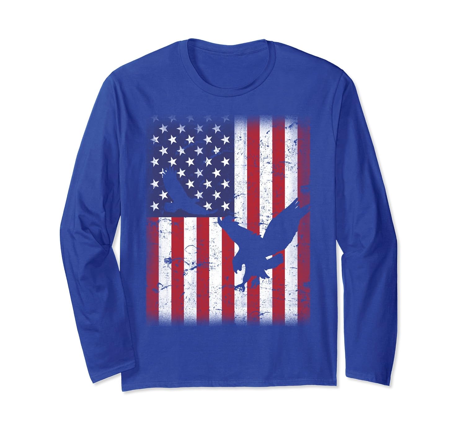 Bald Eagle 4th of July with American Flag Long Sleeve Shirt-anz