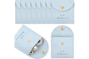 CEELGON Jewelry Bags Bridesmaid Gifts Set of 8 Velvet Small Jewelry Pouch with Button Bracelet Earring Necklace Packaging Bridesmaid Proposal Gift Bags Bridal Party Favors Gifts (Light Dusty Blue)