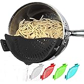 Arlig Clip On Pasta Strainer Silicone Universal Fit for all Pots and Bowls Snap On Drainer for Meat, Vegetables, Fruit Coland