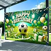 Nuxovilar Soccer Birthday Banner - Sports Theme Party Backdrop with Balls, 71x43 Inch Large Decor for Boys, Kids, Yard Sign, Reusable Stadium Background