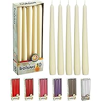 BOLSIUS Ivory Taper Candles - 10 Pack Unscented 10 Inch Dinner Candle Set - 8 Hours Burn Time - Premium European Quality - Sm