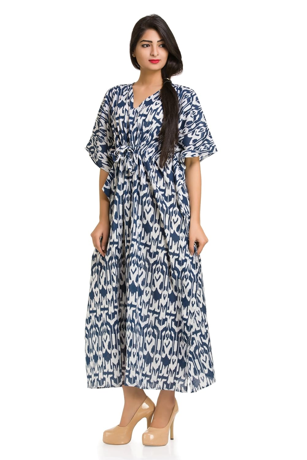 handicraft-palace women's cotton caftan (kl-71, blue, 50)