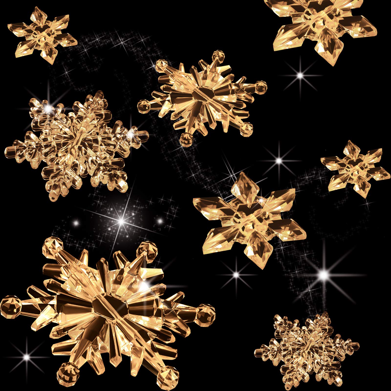 Boao 35 Pieces Acrylic Crystal Snowflakes Ornaments Xmas Tree Pendant DIY Winter Snowflake Snow Theme Decoration (Clear Champagne Color) — image 1