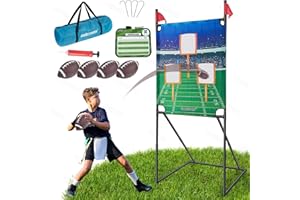 GOODLYSPORTS Football Toss Game with 4 Inflatable Balls + 66" Throwing Target - Football Target Practice for Kids + Football Gifts for Boys 8-12 - Carnival Games for Kids + Yard Games for Adults