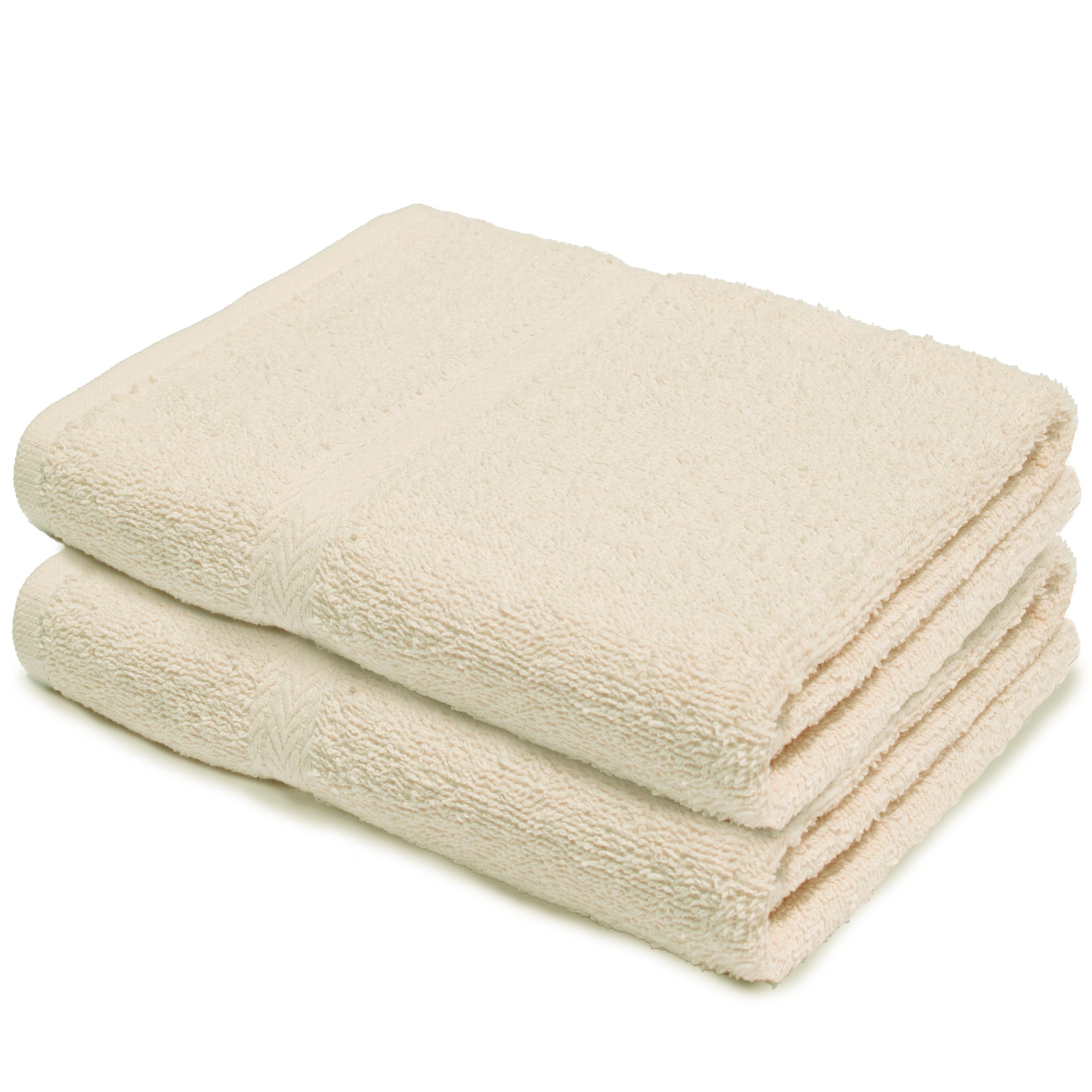 Makooz Bathroom and Kitchen 2 Pc Hand Towels Pack - 500 GSM Natural 100% Egyptian Cotton -Quick Dry and Absorbent - Fast Drying Soft and Luxurious Bath Hand Towel Set (Cream, 50x80 CM)