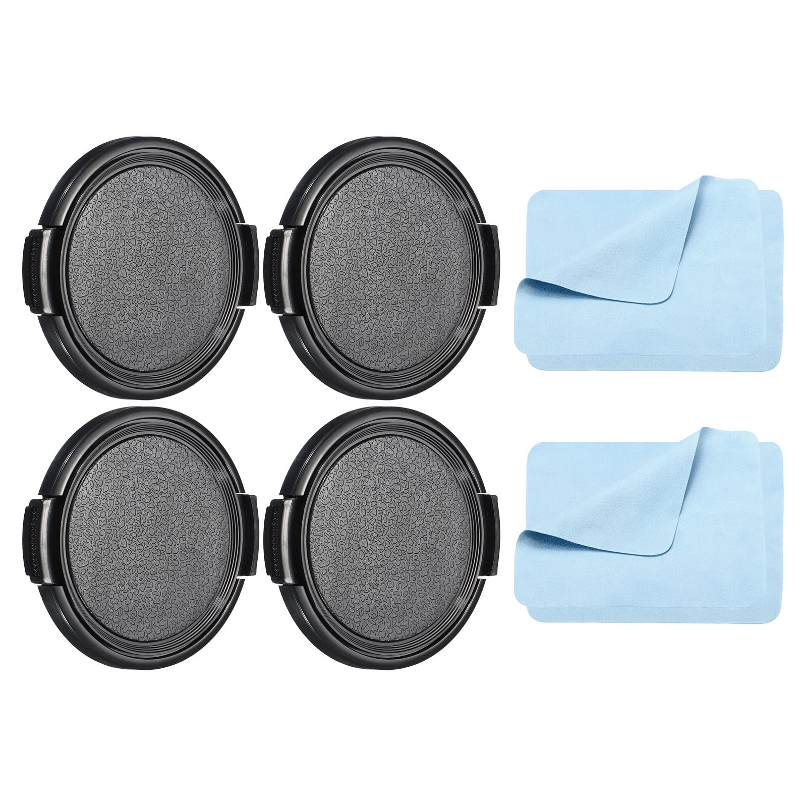 PATIKIL Camera Lens Cap, 4 Pack Sides Pinch Front Lens Cover with Microfiber Cleaning Cloth for 52mm Thread Universal DSLR Lenses for Nikon, for Fujifilm, for Pentax, for Leica