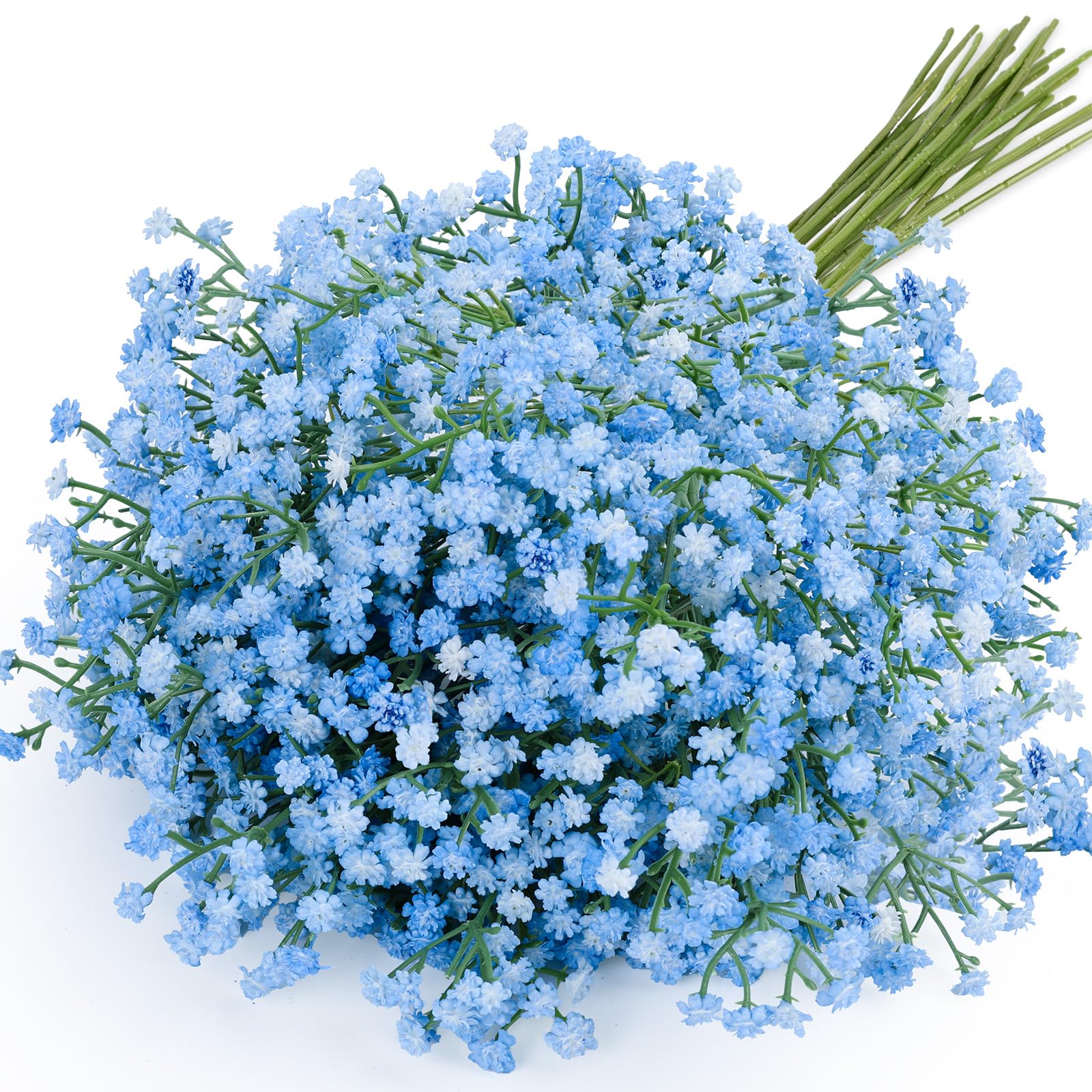 N&T NIETING Gypsophila Artificial Flowers, 15Pcs Baby Breath Flowers Artificial, Fake Gypsophila Flower Bulk for DIY Wedding Bouquet Party Table Centerpieces Flower Arrangements and Home Decor(Blue)