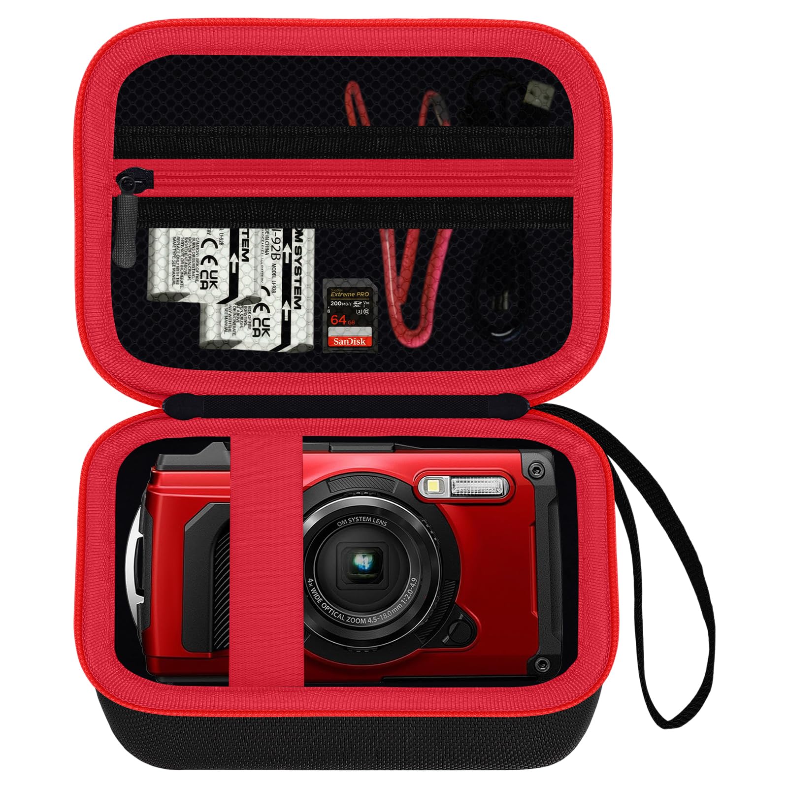 Photo 1 of HESPLUS Camera Case for Olympus Tough TG-7 / OM System TG-6 / TG-5 / TG-4 Waterproof Digital Camera - Blackred (CASE ONLY)