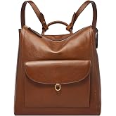 Fossil Women's Parker LiteHide&trade; Leather Backpack Purse for Women, Large Backpack Purse Handbag, Brown w/ Outer Pocket