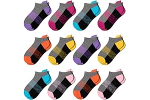 Comfoex 12 Pairs Girls Socks Ankle Athletic Socks 4-6 8-10 6-8 Years Old Socks Short Socks With Cushioned Sole