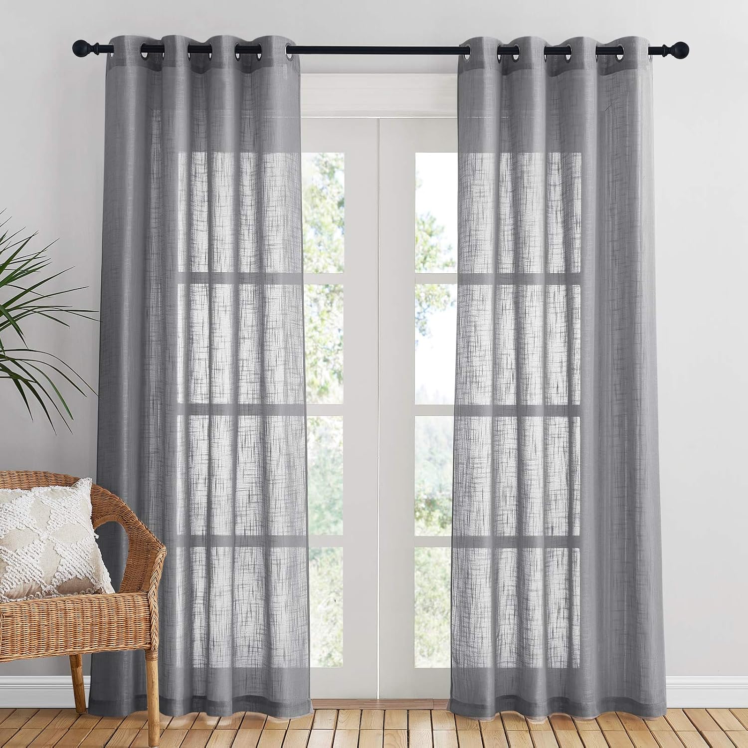 PONY DANCE Grey Voile Curtains