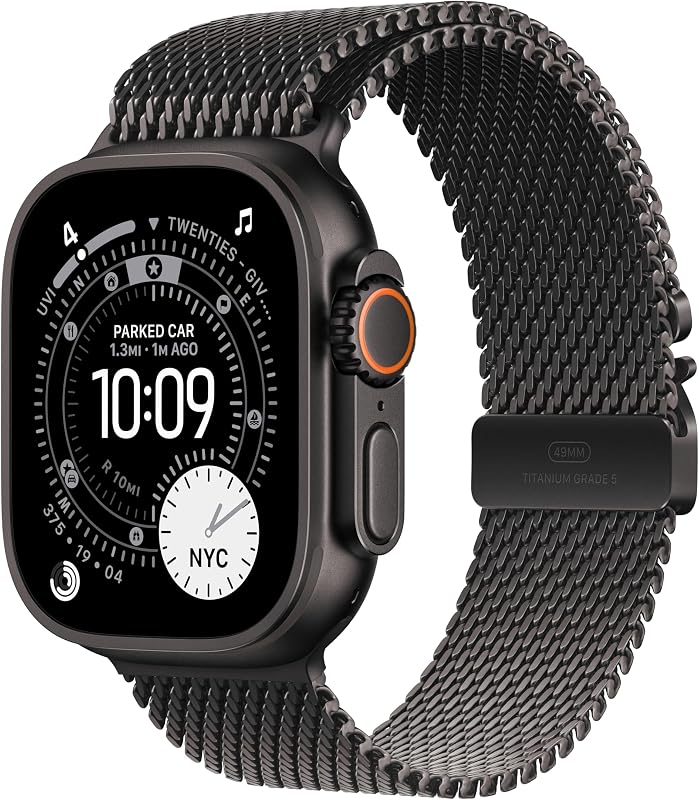 Bracelete de relógio - Bracelete de laço milanês - 49 mm - Titânio preto - Tamanho L