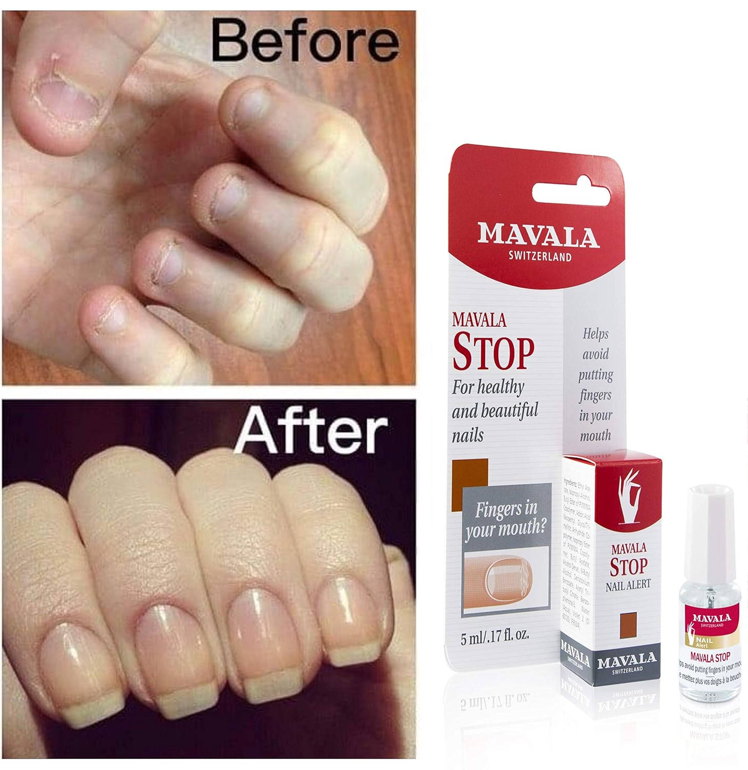Mavala Stop Deterrent Nail Polish Treatment | Nail Care to Help Stop Putting Fingers In Your Mouth | For Ages 3+ | 0.17 oz : Nail Repair Products : Beauty