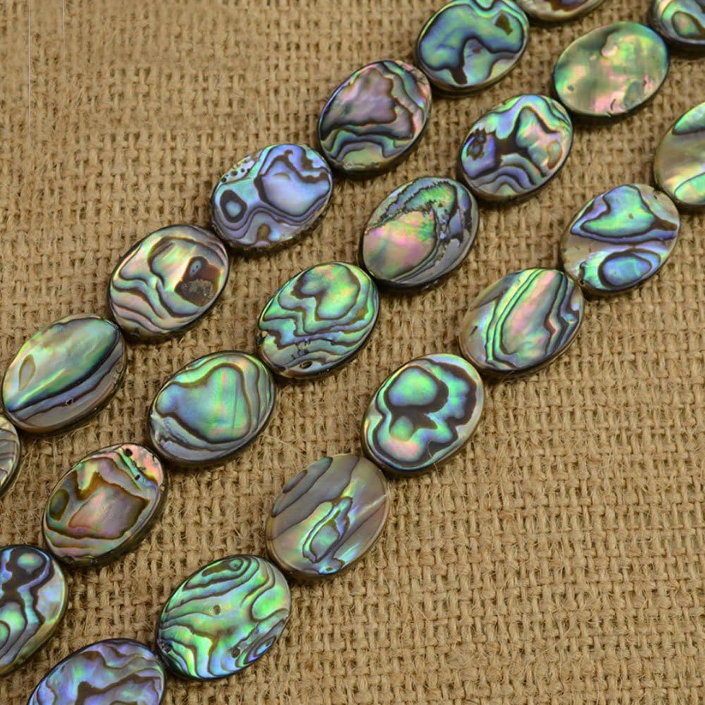 JARTCMiddle Hole Ellipse Shape Abalone Shell Beads Natural Shell Beads DIY Loose Beads for Jewelry Making (8x10mm)