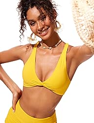 CRZ YOGA Womens V Neck Bikini Tops Twist Front