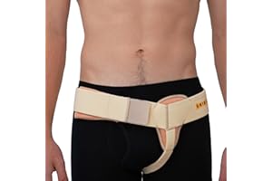 URIEL Left Side Hernia Belts for Men - Inguinal Hernia Belt for Men, Pre and Post Surgery Truss, Size Medium, Cream (35.3-39.5 Inches)