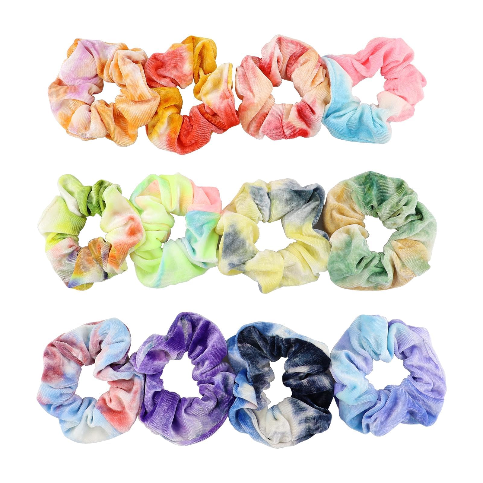 12 Pack Tie Dye Scrunchies for Girls, Premium Cotton Scrunchy for Hair Bands, Cute Rainbow Elastic Bands, Soft Ropes Ponytail Holder Hair Accessories Hair Soft Hair Ties