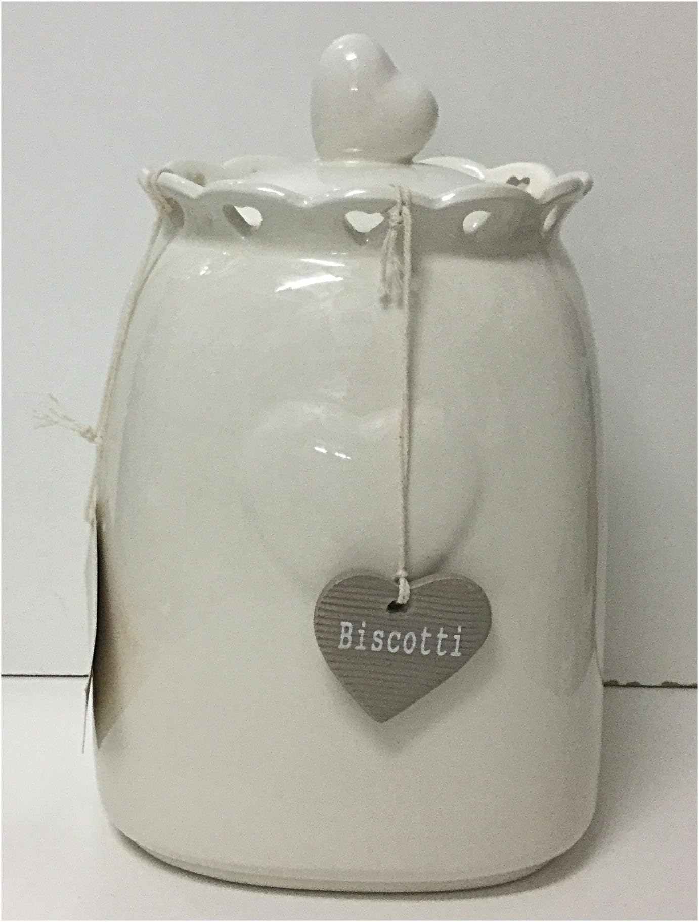 Cookie Jar White Hearts 21 x 13 x 13 cm
