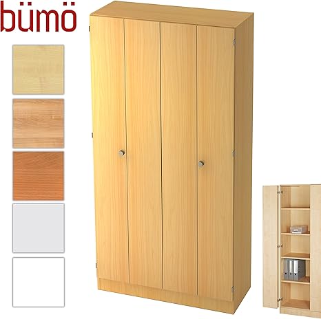 bümö® Office Falttürenschrank aus Holz inkl. Einlegeböden | Schrank