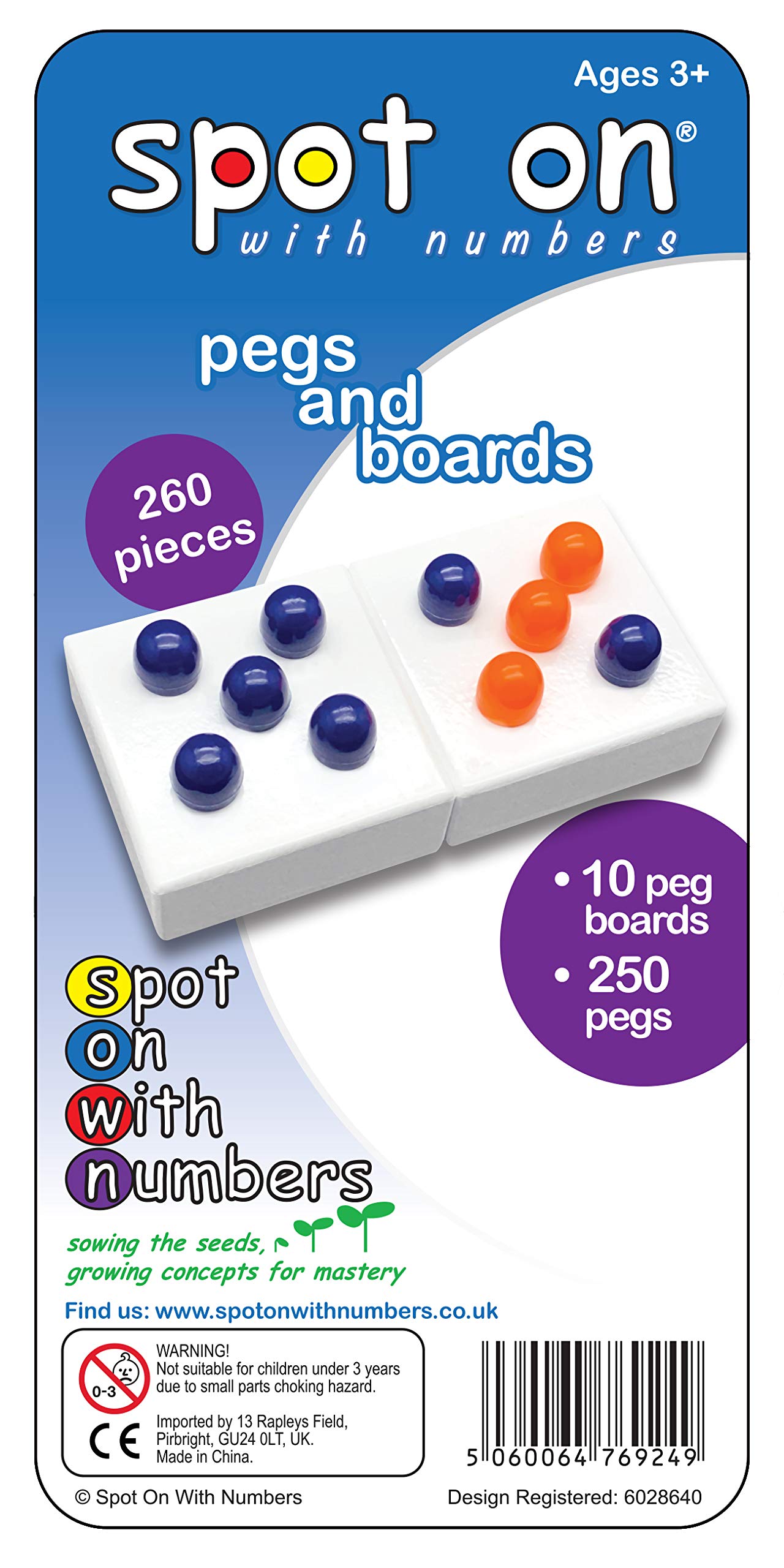 Spot On With Numbers PEGS AND BOARDS for number bonds, addition, subtraction, multiplication, division, place value, subitising, making, visualising numbers and patterns at school or at home