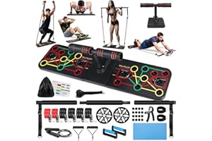 SIO & TAN Push Up Board Home Gym Portable System Compact, Pilates Bar & 20 Fitness Accessories with Resistance Bands Ab Roller Wheel Strength Training Equipment Full Body Workout for Men and Women, Best Choice