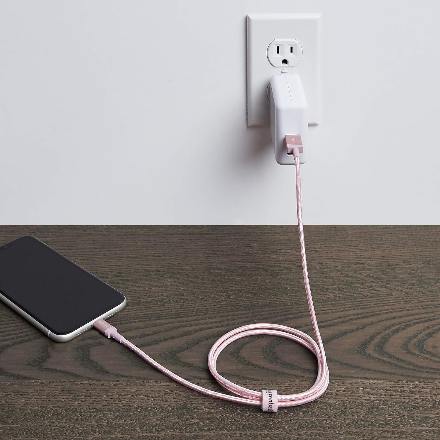 Amazon Basics Nylon Braided Lightning to USB A Cable - MFi Certified iPhone Charger, Rose Gold, 0.9 m (2-Pack) - Image 5