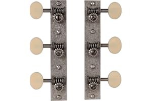 Golden Age Restoration Tuners for Solid Peghead Guitar with Square-end, Short post model: relic nickel with matte cream knobs