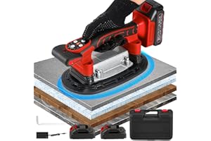 Antstone Tile Vibration Tool 250mm Suction Cup 882lbs/400kg Adsorption Handheld Tile Installation Leveling Machine Tile Vibrator Tool for Tiling Leveling Laying Max.28000r/Min 9 Speeds (Red)