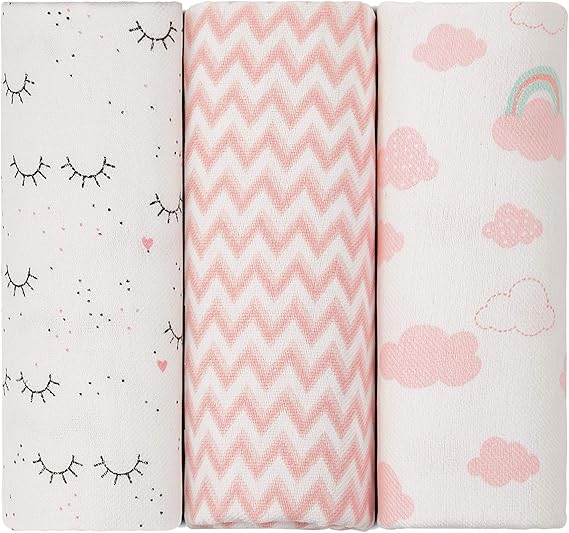 Cueiro Flanelado Papi Baby Estampado 80Cm X 80Cm 03 Un, Papi Textil, Rosa