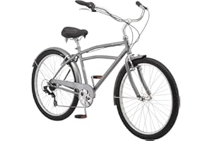 Schwinn Huron Beach Cruiser Bike for Adult Men & Women, 1/3/7-Speed Options, 26-Inch Wheels, 17 or 18-Inch Step-Over Steel Frame, Full Front & Rear Fenders, Vintage Inspired Classic Cruiser Handlebar